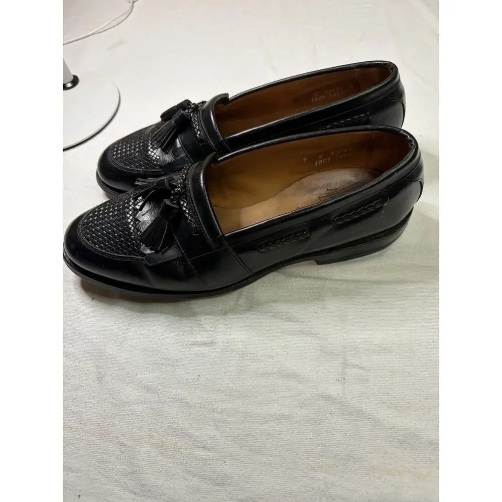 VTG Allen Edmonds Cody Black Woven Leather Tassel Loafers Men’s US 9